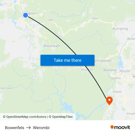 Bowenfels to Werombi map