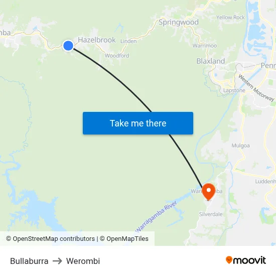 Bullaburra to Werombi map
