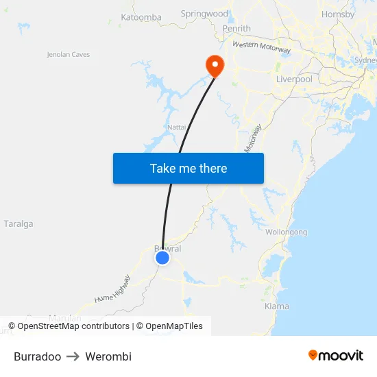 Burradoo to Werombi map
