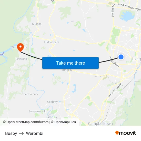 Busby to Werombi map