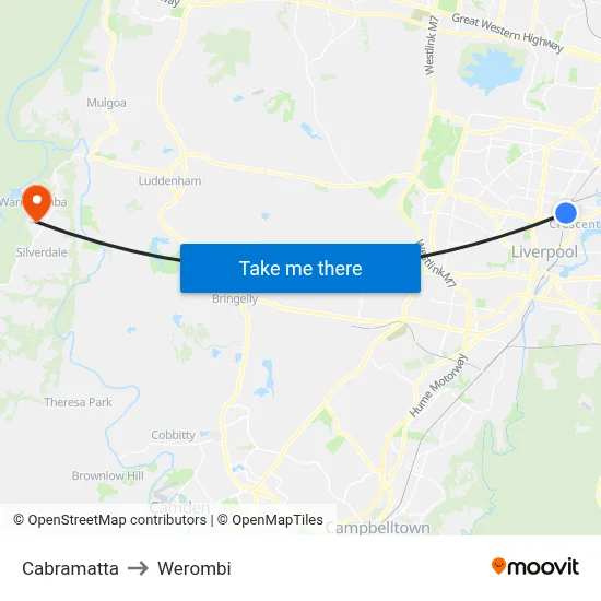 Cabramatta to Werombi map
