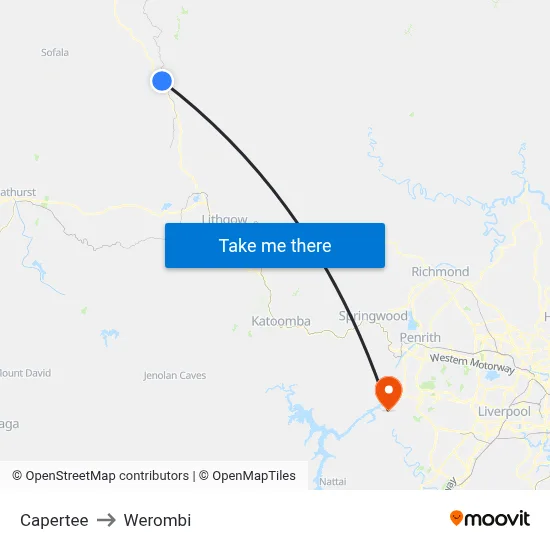 Capertee to Werombi map