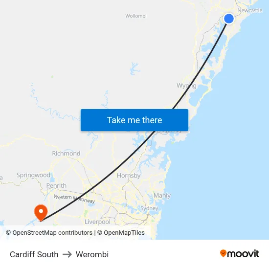 Cardiff South to Werombi map