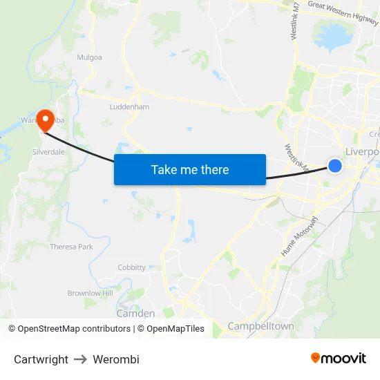 Cartwright to Werombi map