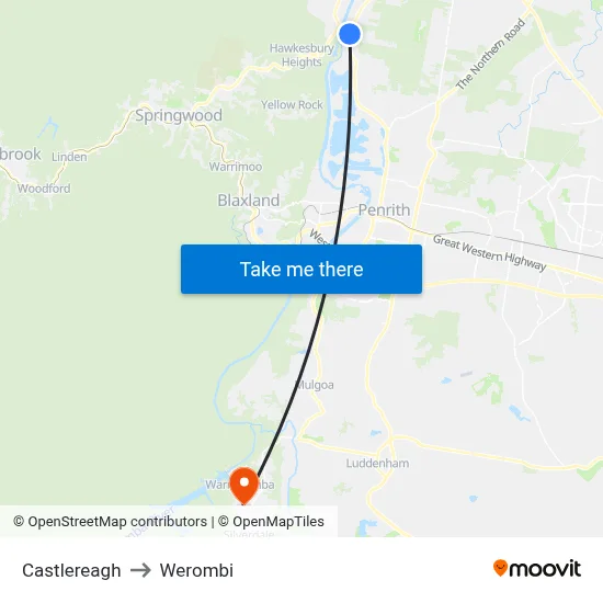 Castlereagh to Werombi map
