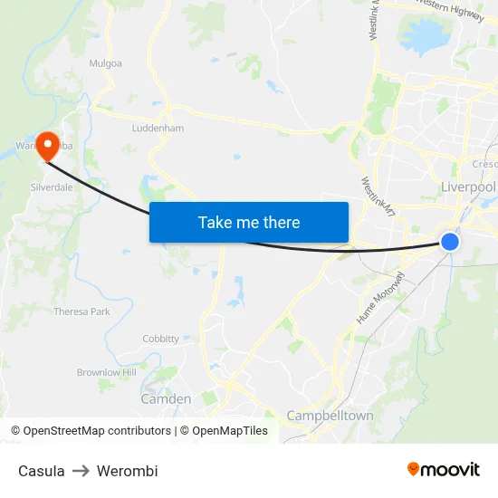 Casula to Werombi map