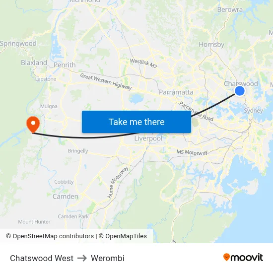 Chatswood West to Werombi map