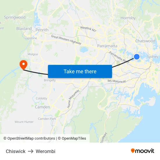Chiswick to Werombi map