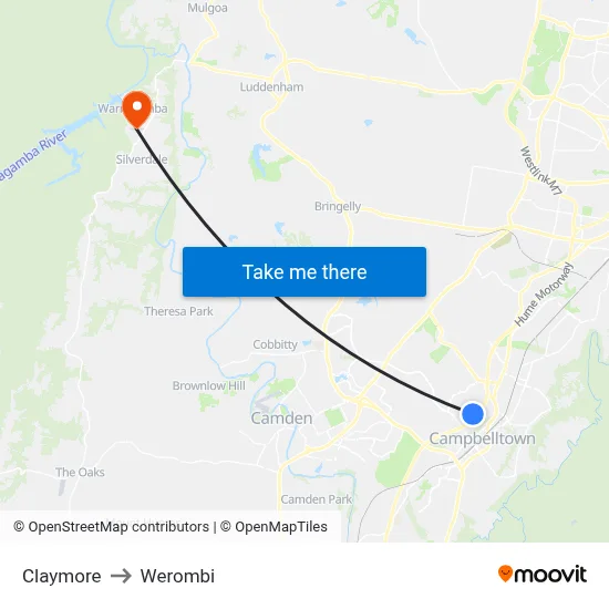 Claymore to Werombi map