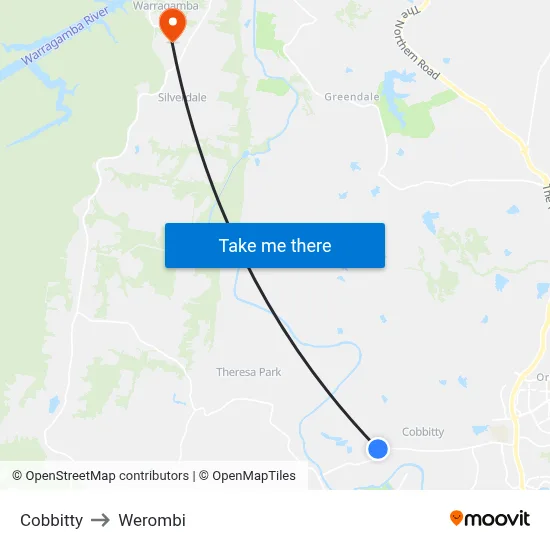 Cobbitty to Werombi map