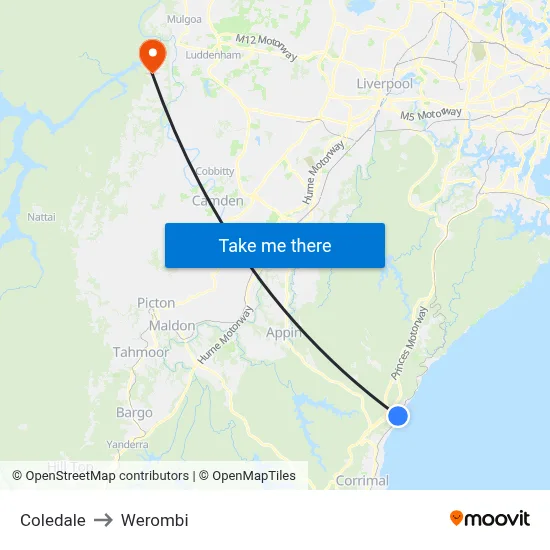 Coledale to Werombi map
