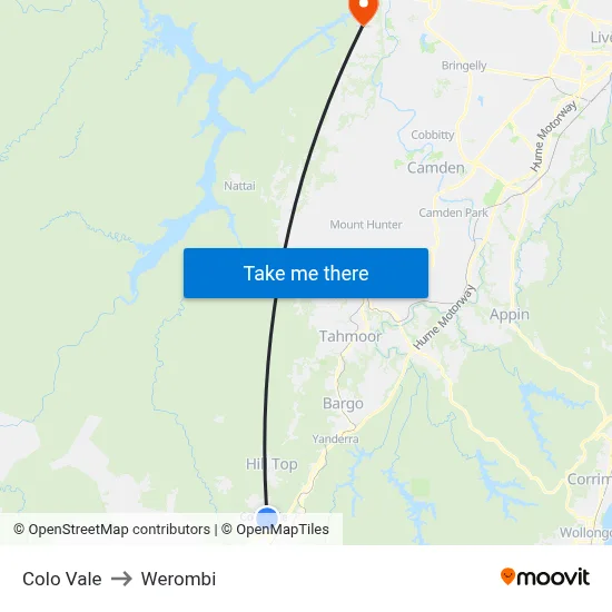Colo Vale to Werombi map