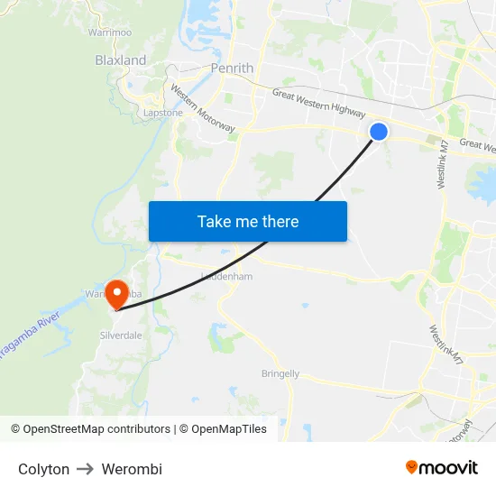 Colyton to Werombi map