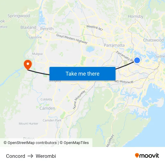 Concord to Werombi map