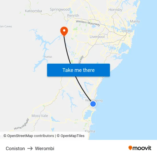 Coniston to Werombi map