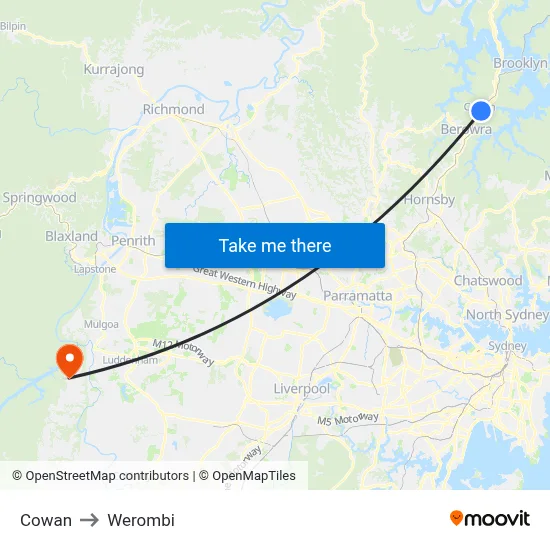 Cowan to Werombi map
