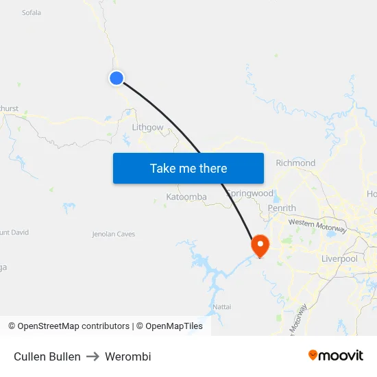 Cullen Bullen to Werombi map