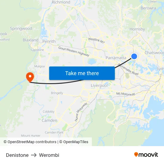 Denistone to Werombi map