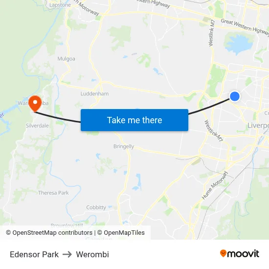 Edensor Park to Werombi map