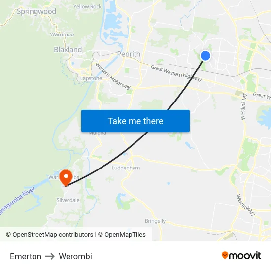 Emerton to Werombi map