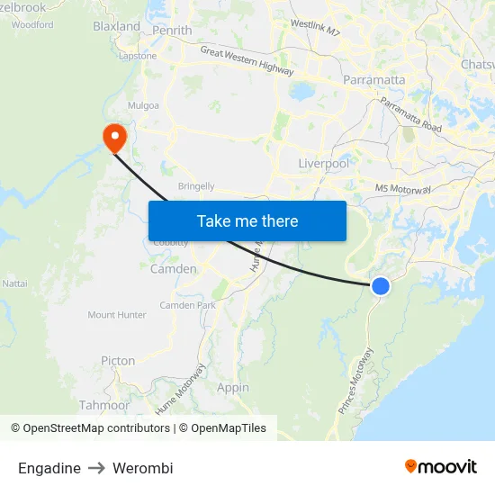 Engadine to Werombi map