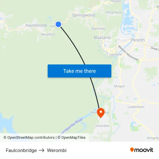Faulconbridge to Werombi map