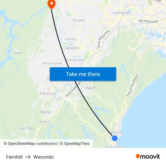 Fernhill to Werombi map