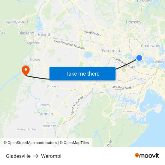 Gladesville to Werombi map