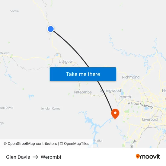 Glen Davis to Werombi map