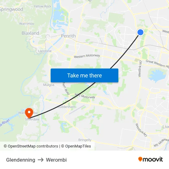 Glendenning to Werombi map