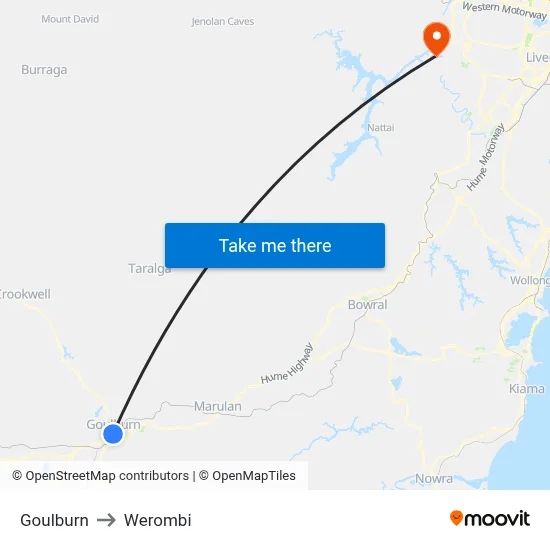 Goulburn to Werombi map
