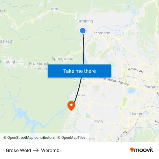 Grose Wold to Werombi map