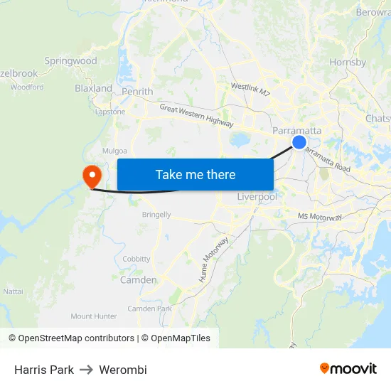 Harris Park to Werombi map
