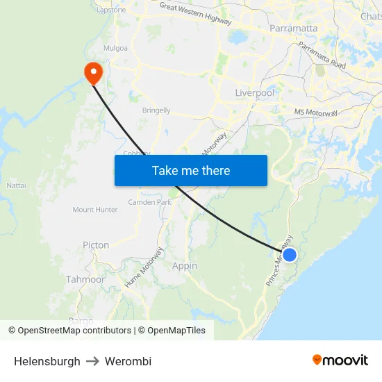 Helensburgh to Werombi map