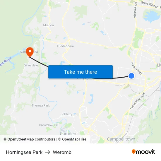 Horningsea Park to Werombi map