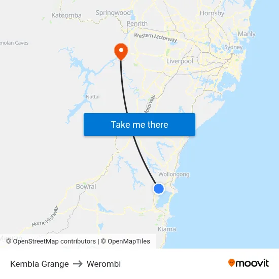 Kembla Grange to Werombi map