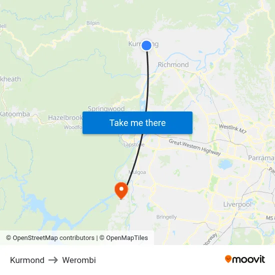 Kurmond to Werombi map
