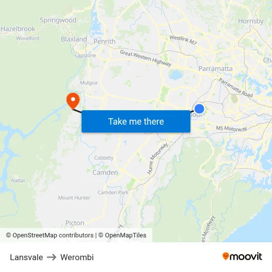 Lansvale to Werombi map