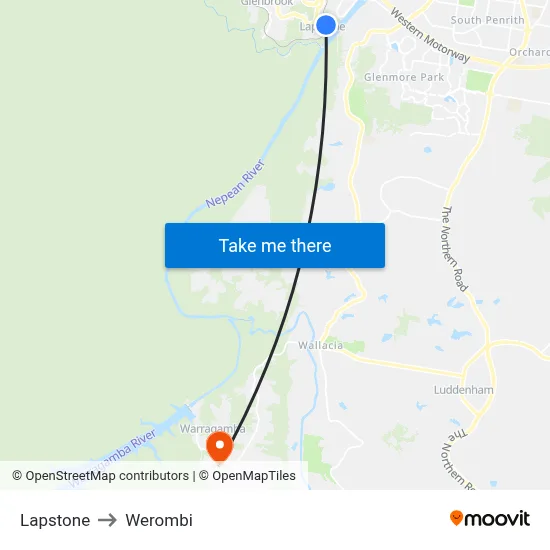 Lapstone to Werombi map