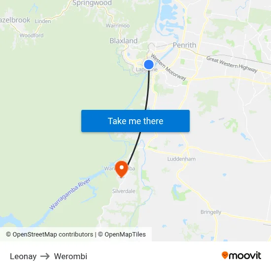 Leonay to Werombi map