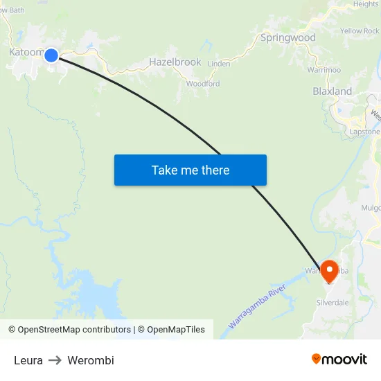 Leura to Werombi map