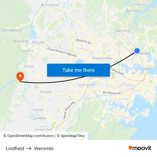 Lindfield to Werombi map