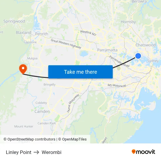 Linley Point to Werombi map