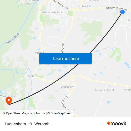 Luddenham to Werombi map