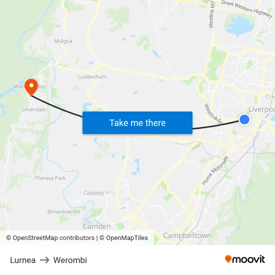 Lurnea to Werombi map