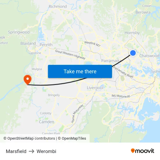 Marsfield to Werombi map