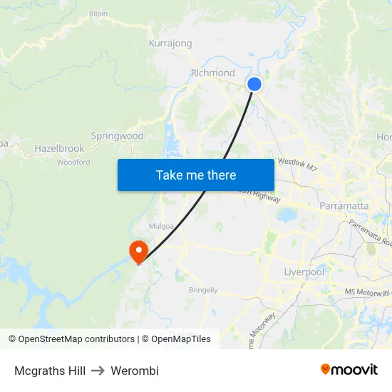 Mcgraths Hill to Werombi map