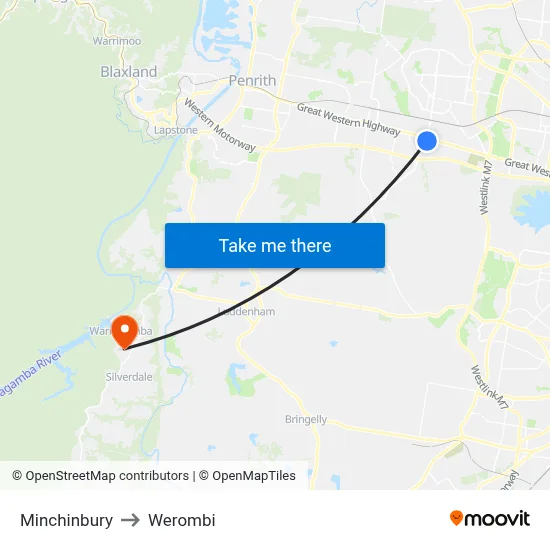 Minchinbury to Werombi map
