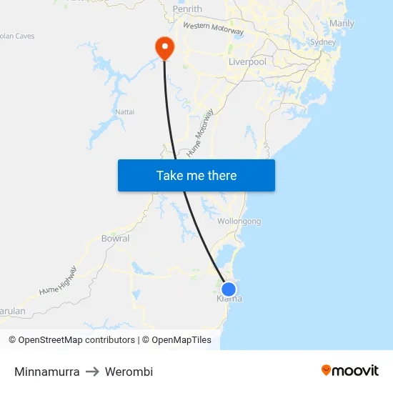 Minnamurra to Werombi map