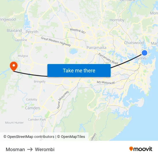 Mosman to Werombi map